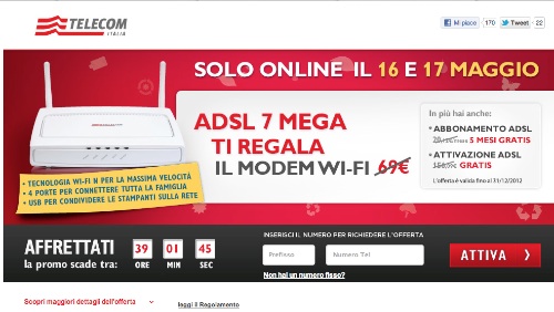 Modem gratis con ADSL 7 Mega di Telecom Italia